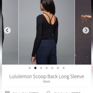 Lululemon Long Sleeve Scoop Back Top